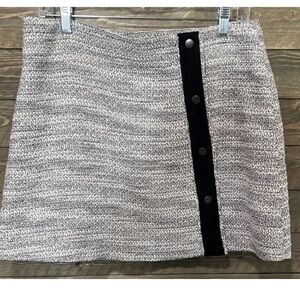 Cato Black White Knit Mini Skirt Button Detail Sz 12